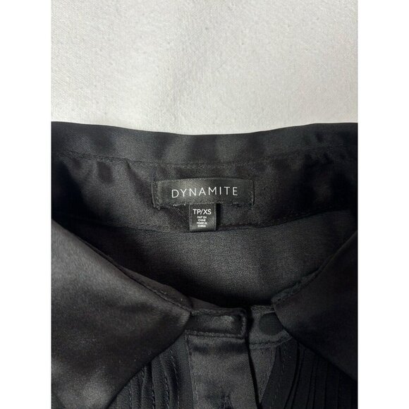 Dynamite Sheer Button Up Blouse Tuxedo Style Black Size XXS - Picture 10 of 11